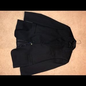 2 Piece Suit - black with blue pinstripes